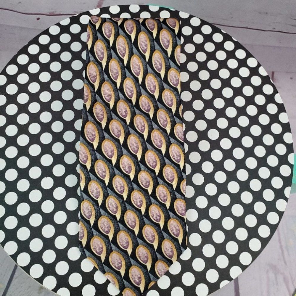 Farentino Ferre Geometric Print Neck Tie Made in Italy 60" Long